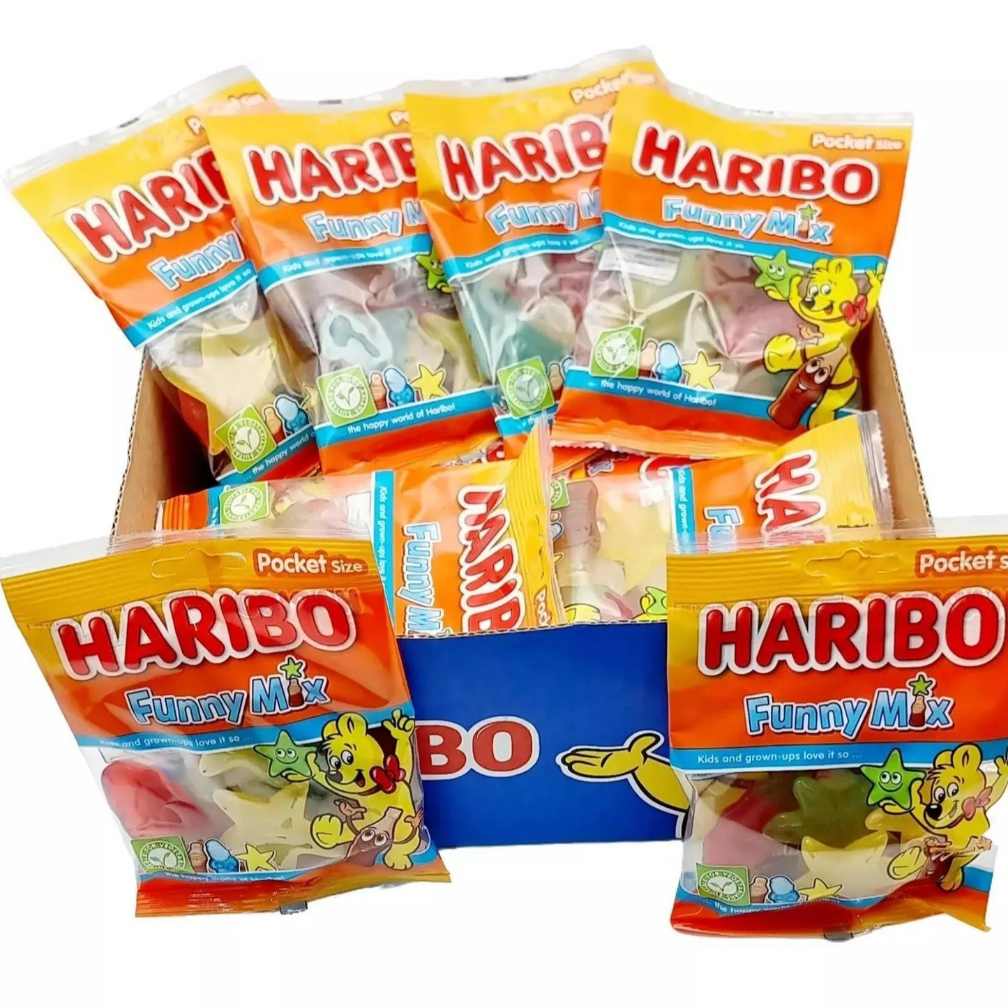 Haribo Funny Mix Gummy Jelly Sweets 75g bags Vegetarian (Halal suitable) Kids Party Bags