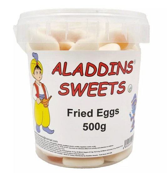 500g Fried Eggs Jellies, Halal Aladdins Sweets Tub