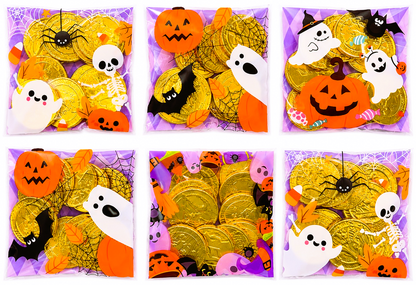 Halloween Pre-Filled Sweets - Large Milk Chocolate Coins 55g Bags - Spooky Trick or Treat - Party Bag Gifts