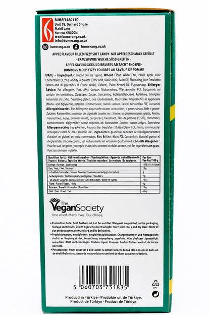 Pack of 12 x 150g Gummy Land Fizzy Apple Pencils - Halal - Vegan