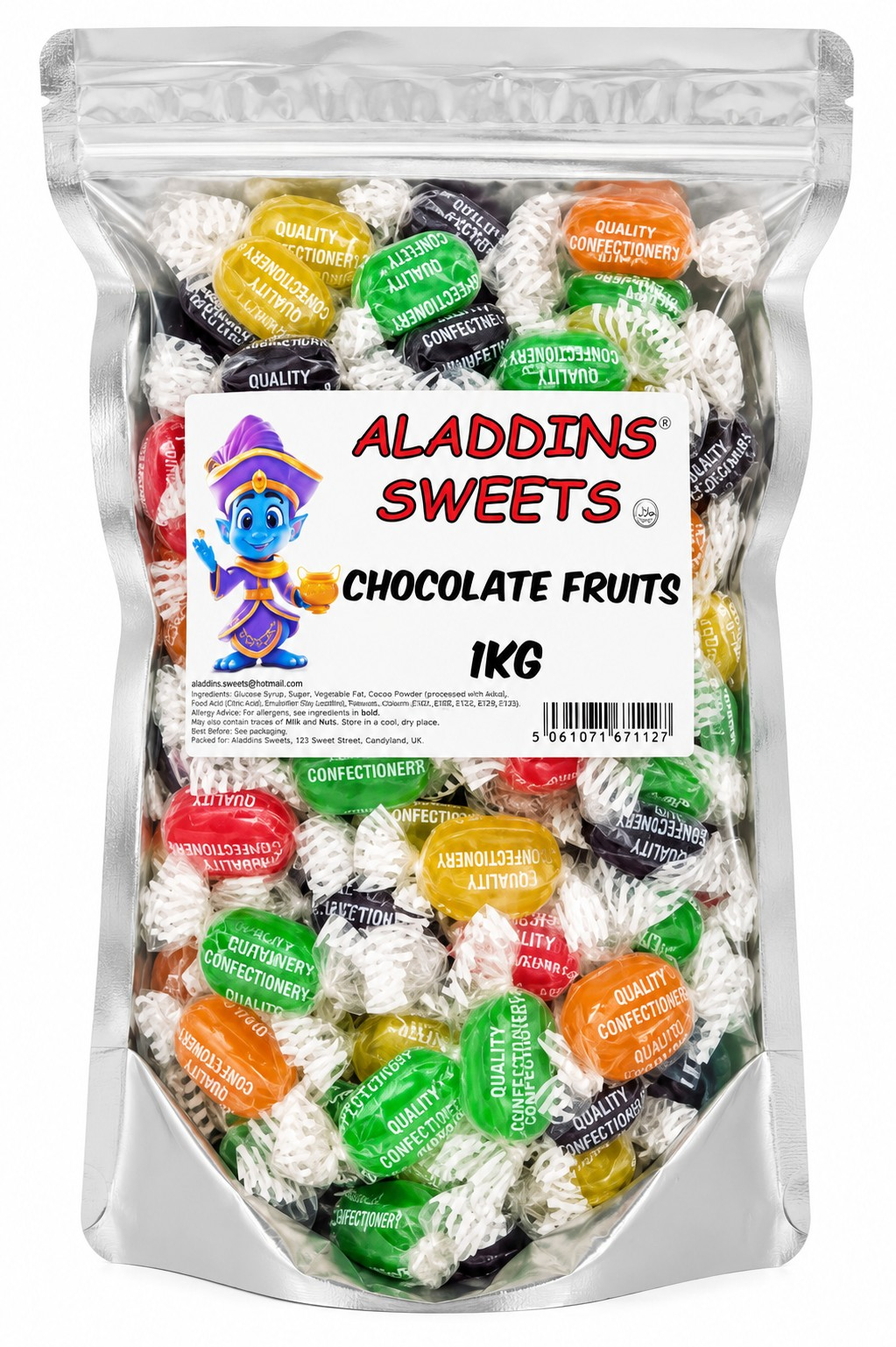 Chocolate Fruits Boiled Sweets with Chocolate Centre | Retro Pick N Mix Candy | Bulk Buy 500g Tub, 1kg & 3kg Bags | Aladdins Sweets