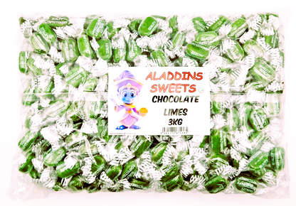 Chocolate Limes - Chocolate Filled Centre Boiled Sweets - Pick N Mix 1kg 3kg 500g Tub Candy - Choc Limes - Aladdins Sweets Bulk Buy