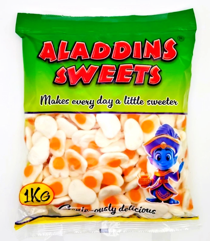1kg Fried Eggs Jelly & Foam Halal Jellies Aladdins Sweets Bag