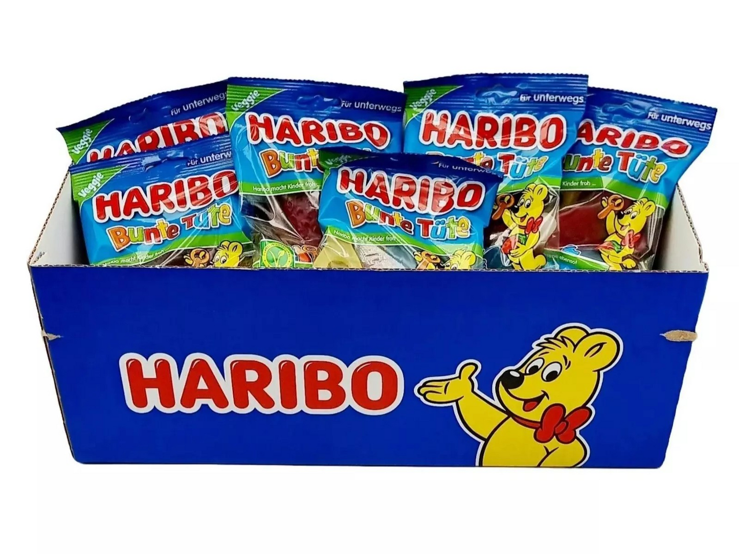 Haribo Bunte Tute Colourful Mix Sweet Gummy Jellies 100g bags Vegetarian (Halal suitable) Kids Party Bags