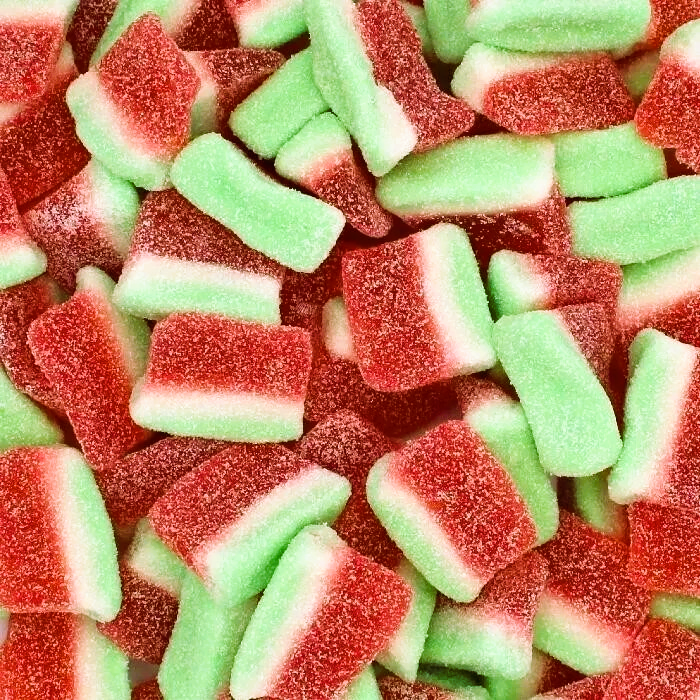 500g Sour Watermelon Slices Jellies, Halal Aladdins Sweets Tub