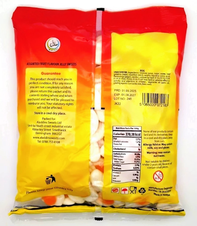 1kg Fried Eggs Jelly & Foam Halal Jellies Aladdins Sweets Bag