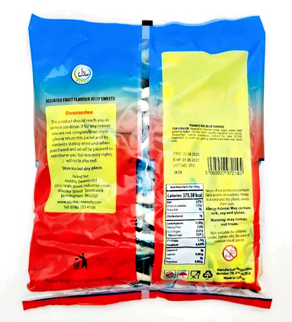 1kg Large Blue Jelly Sharks Bag - Halal |Aladdins Sweets