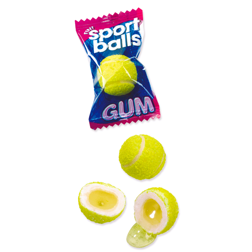 FINI TENNIS BALLS GUM LIQUID CENTRE BUBBLEGUM 200 PIECES