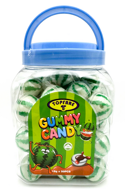 Watermelon Gummy Juicy Filled Sweets 50 x 18g Jar Halal Kids Party Bags Fillers
