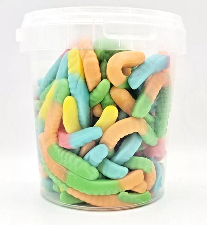 500g Jelly Neon Worms Jellies, Halal Aladdins Sweets Tub