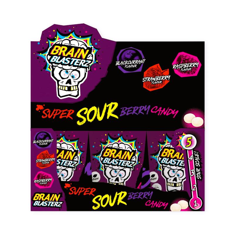 PACK OF 12 HALAL BRAIN BLASTERZ SUPER SOUR BERRY CANDY