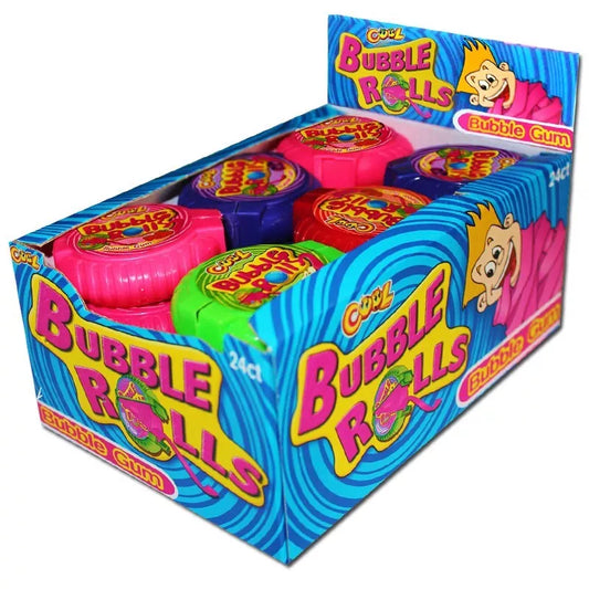 Pack of 24 Halal MINI BUBBLEGUM ROLLS Fruit Flavoured Jellyman