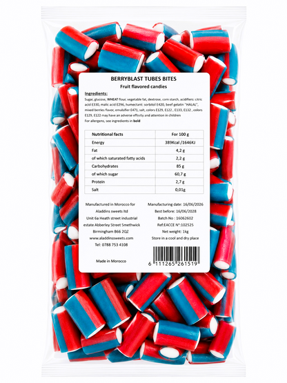 500g & 1kg Berry Blast Liquorice Pencil Tube Bites - Retro Halal Sweets - Kids Party Cones Gifts