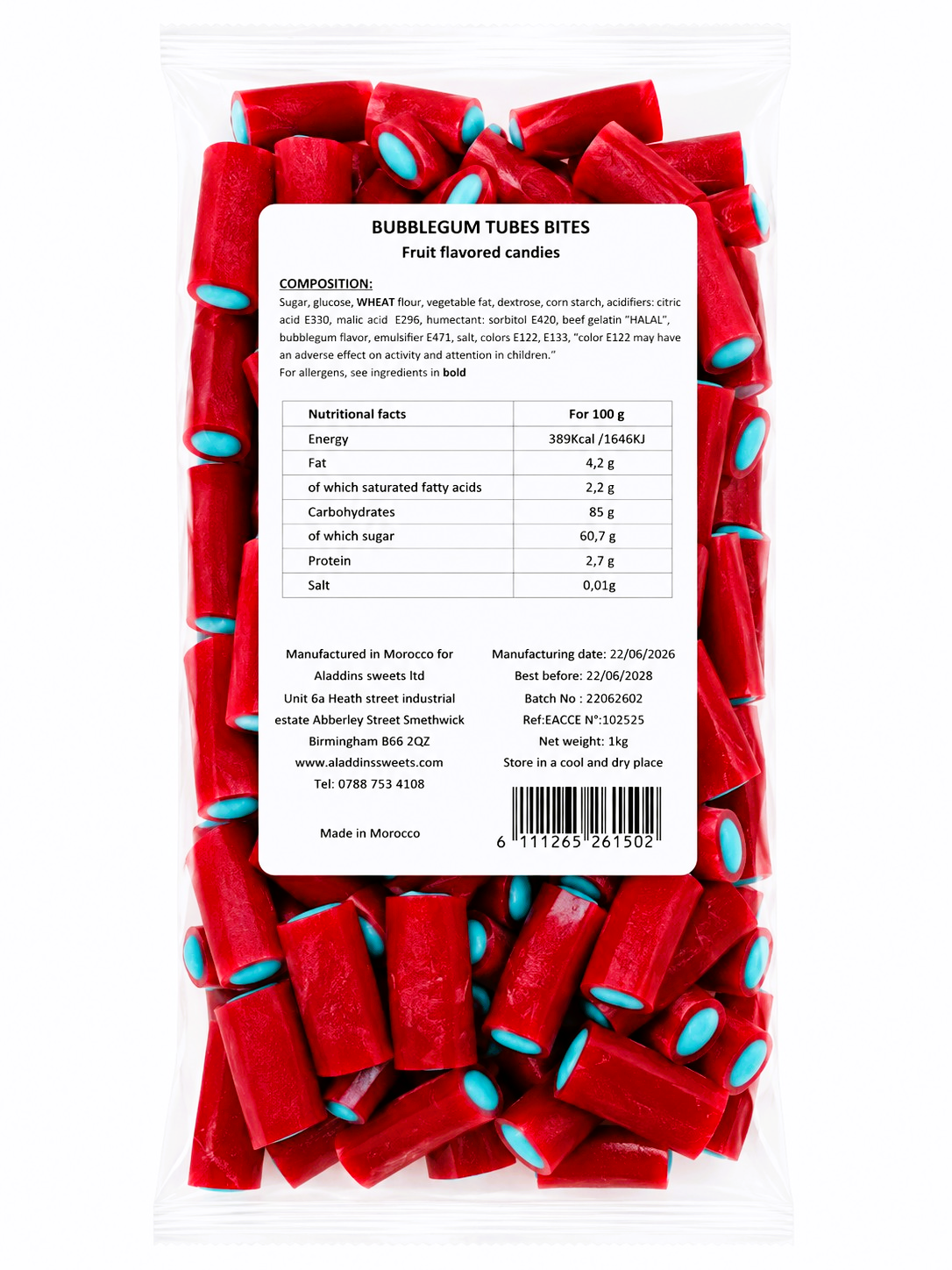 500g & 1kg Bubblegum Liquorice Pencil Tube Bites - Retro Halal Sweets - Kids Party Cones Gifts