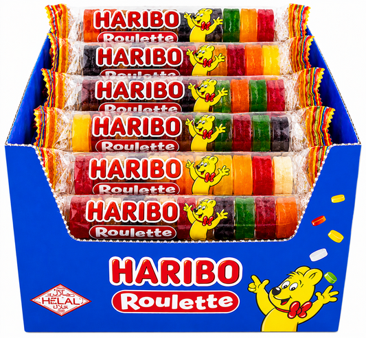 PACK OF 32 HALAL HARIBO ROULETTE FRUITY GUMMY CHEW SWEETS