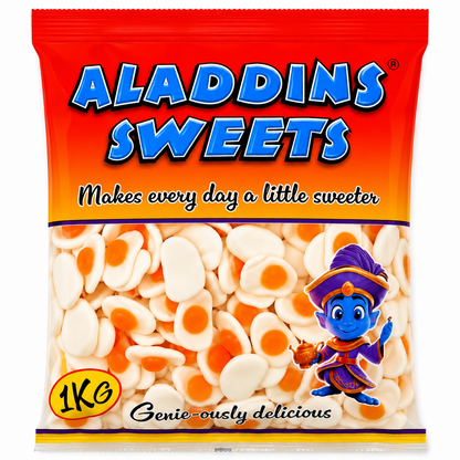 1kg Fried Eggs Jelly & Foam Halal Jellies Aladdins Sweets Bag