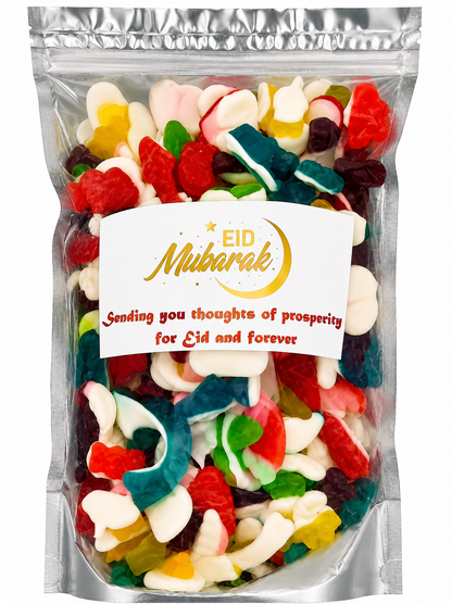 Eid Mubarak 1kg Halal Pick & Mix Retro Sour Fizzy Jelly Sweets – Festive Gift Pouch for Ramadan & Eid