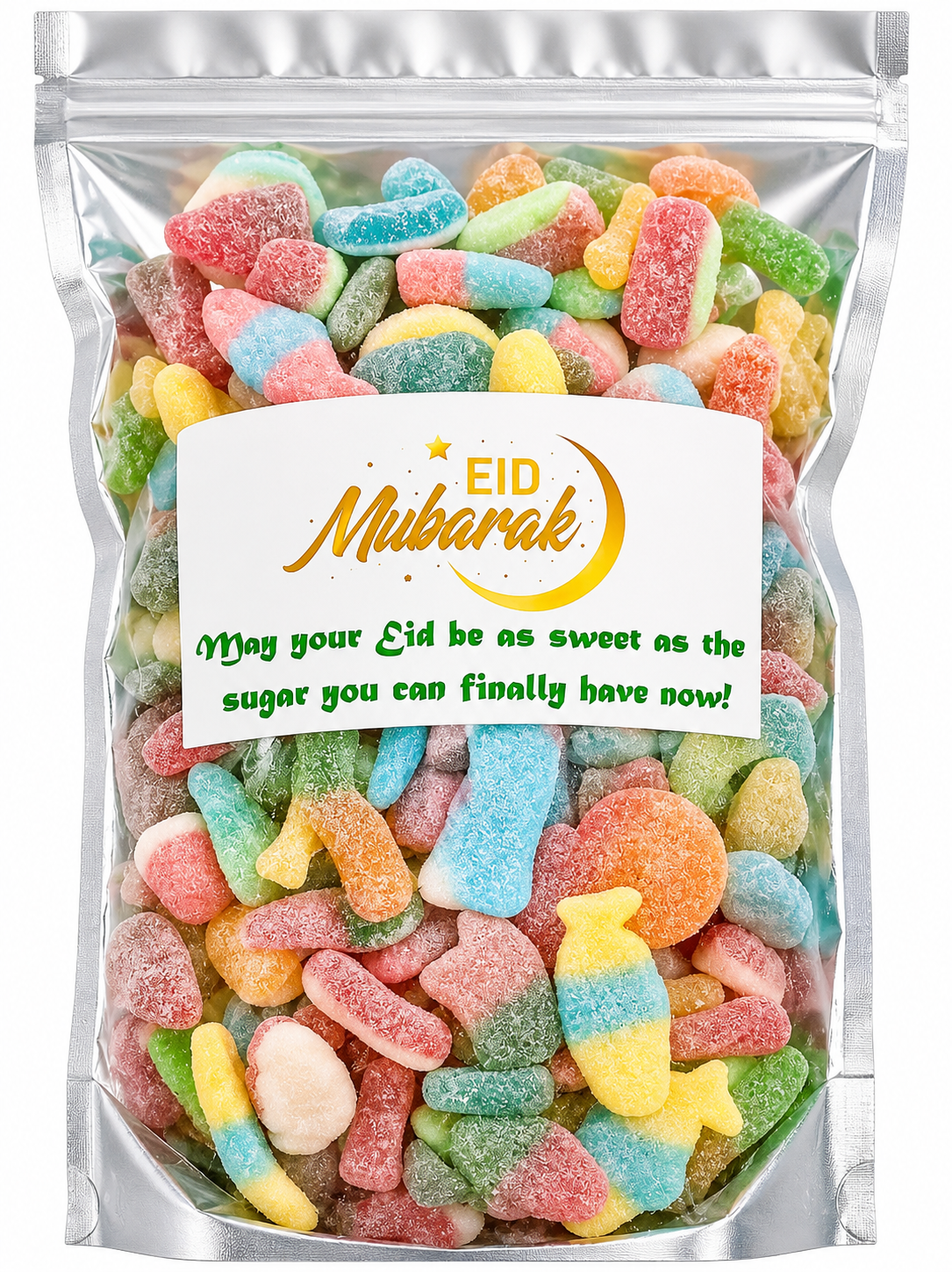 Eid Mubarak 1kg Halal Pick & Mix Retro Sour Fizzy Jelly Sweets – Festive Gift Pouch for Ramadan & Eid