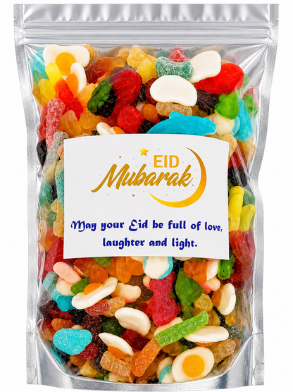 Eid Mubarak 1kg Halal Pick & Mix Retro Sour Fizzy Jelly Sweets – Festive Gift Pouch for Ramadan & Eid