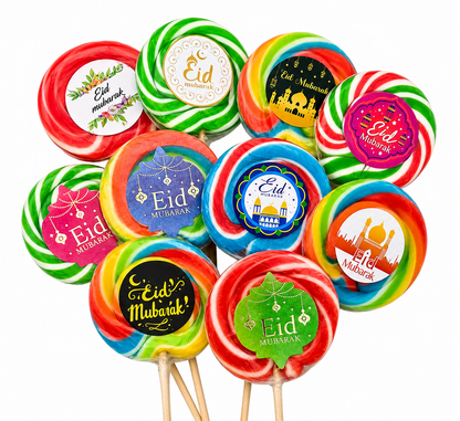 Eid Mubarak Fruity Lollipops Pack of 50 x 30g – Halal Vegan Party Bag & Gift Sweets