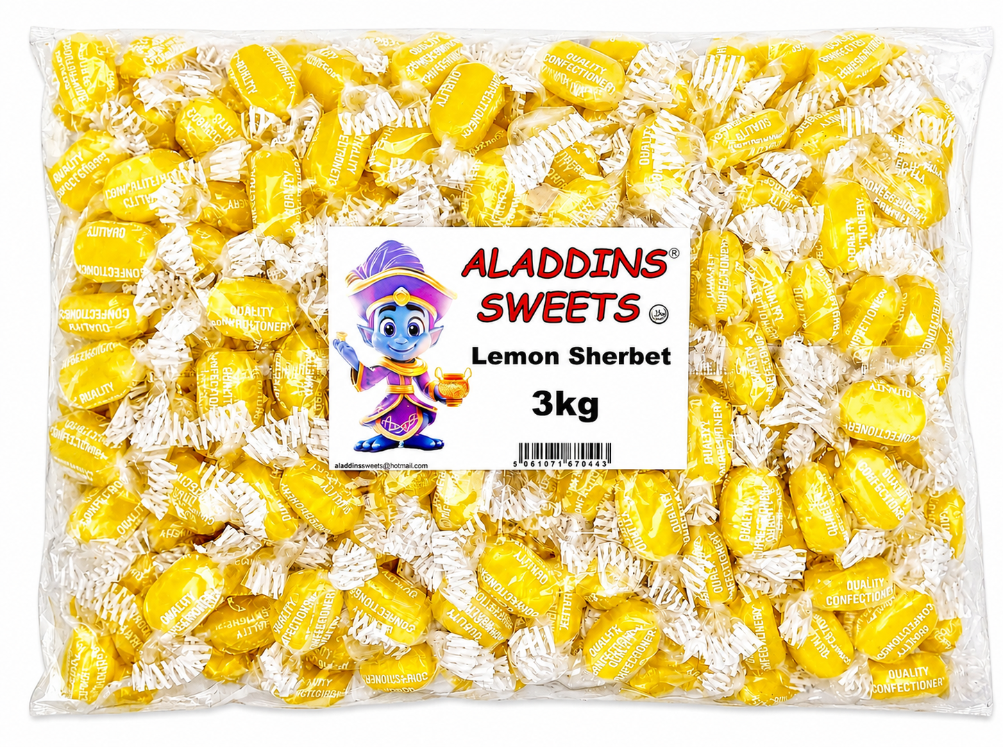 Lemon Sherbet Centre Boiled Sweets - Pick N Mix 1kg 3kg 500g Tub Candy - Aladdins Sweets Bulk Buy