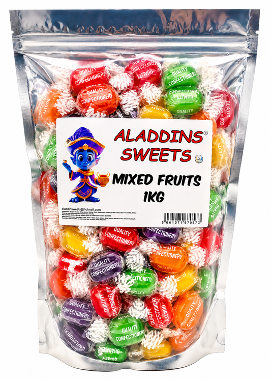 Mixed Fruit Sherbet Centre Boiled Sweets - Pick N Mix 1kg 3kg 500g Tub Candy - Aladdins Sweets Bulk Buy