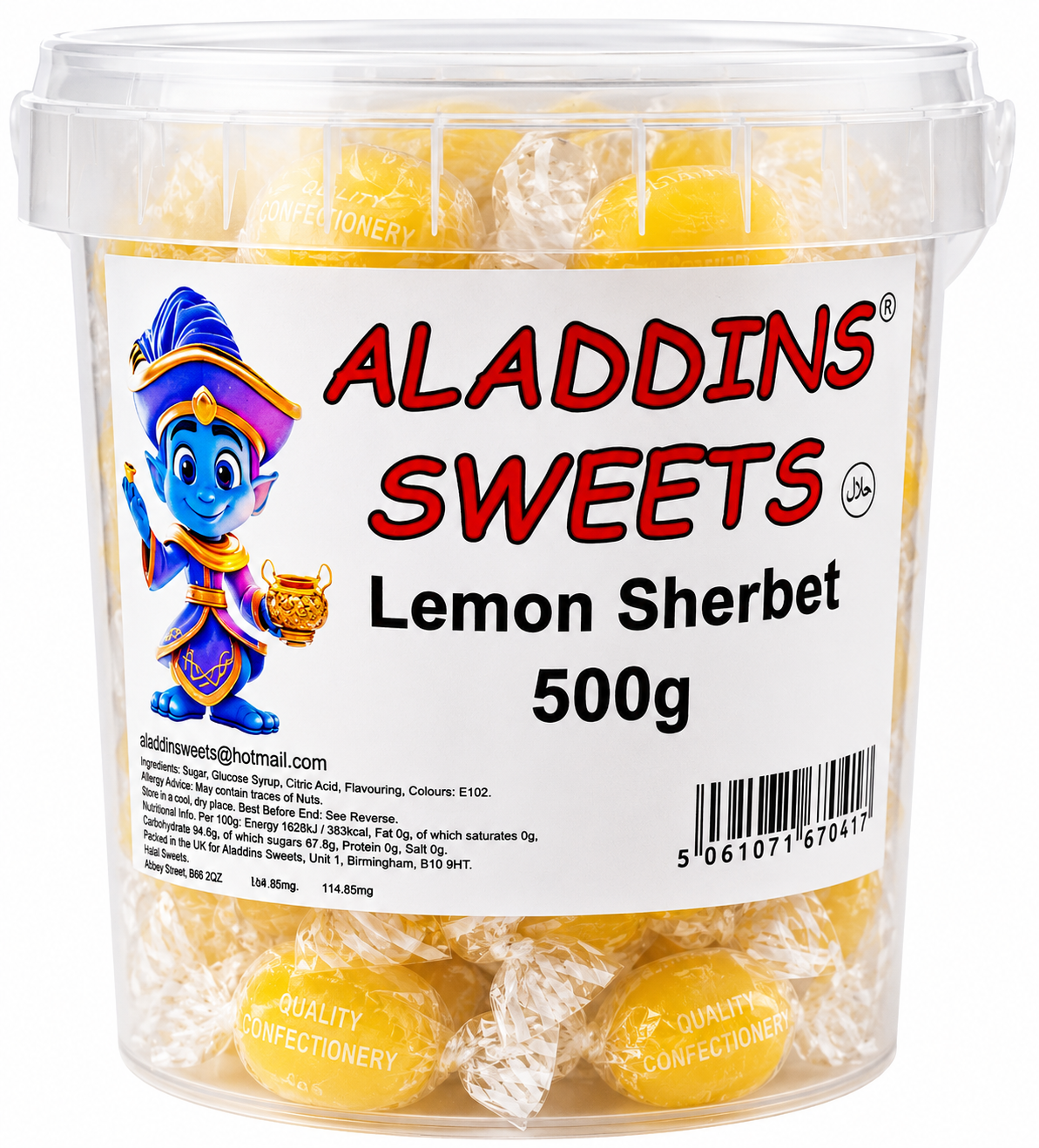 Lemon Sherbet Centre Boiled Sweets - Pick N Mix 1kg 3kg 500g Tub Candy - Aladdins Sweets Bulk Buy