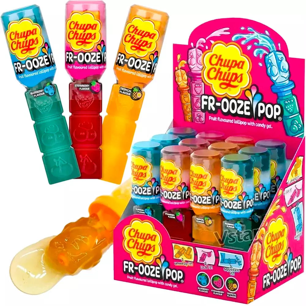 PACK OF 12 CHUPA CHUPS FR 00ZE POP FRUIT FLAVOUR LOLLIPOP WITH CANDY