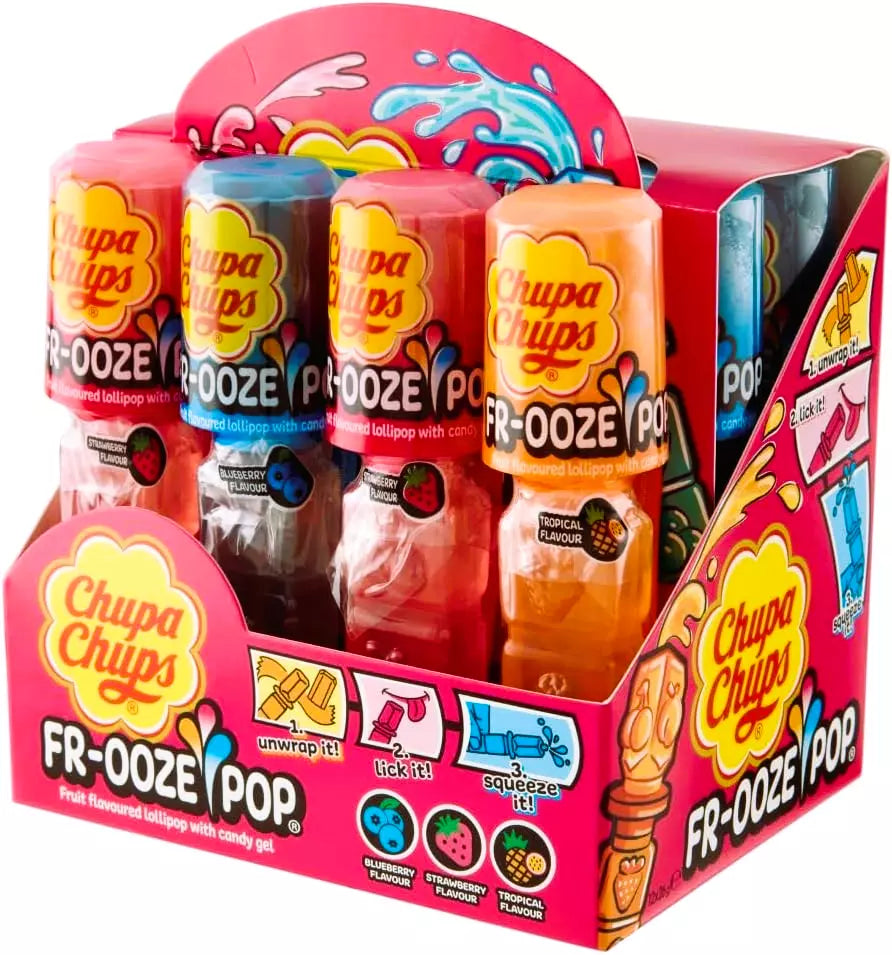 PACK OF 12 CHUPA CHUPS FR 00ZE POP FRUIT FLAVOUR LOLLIPOP WITH CANDY