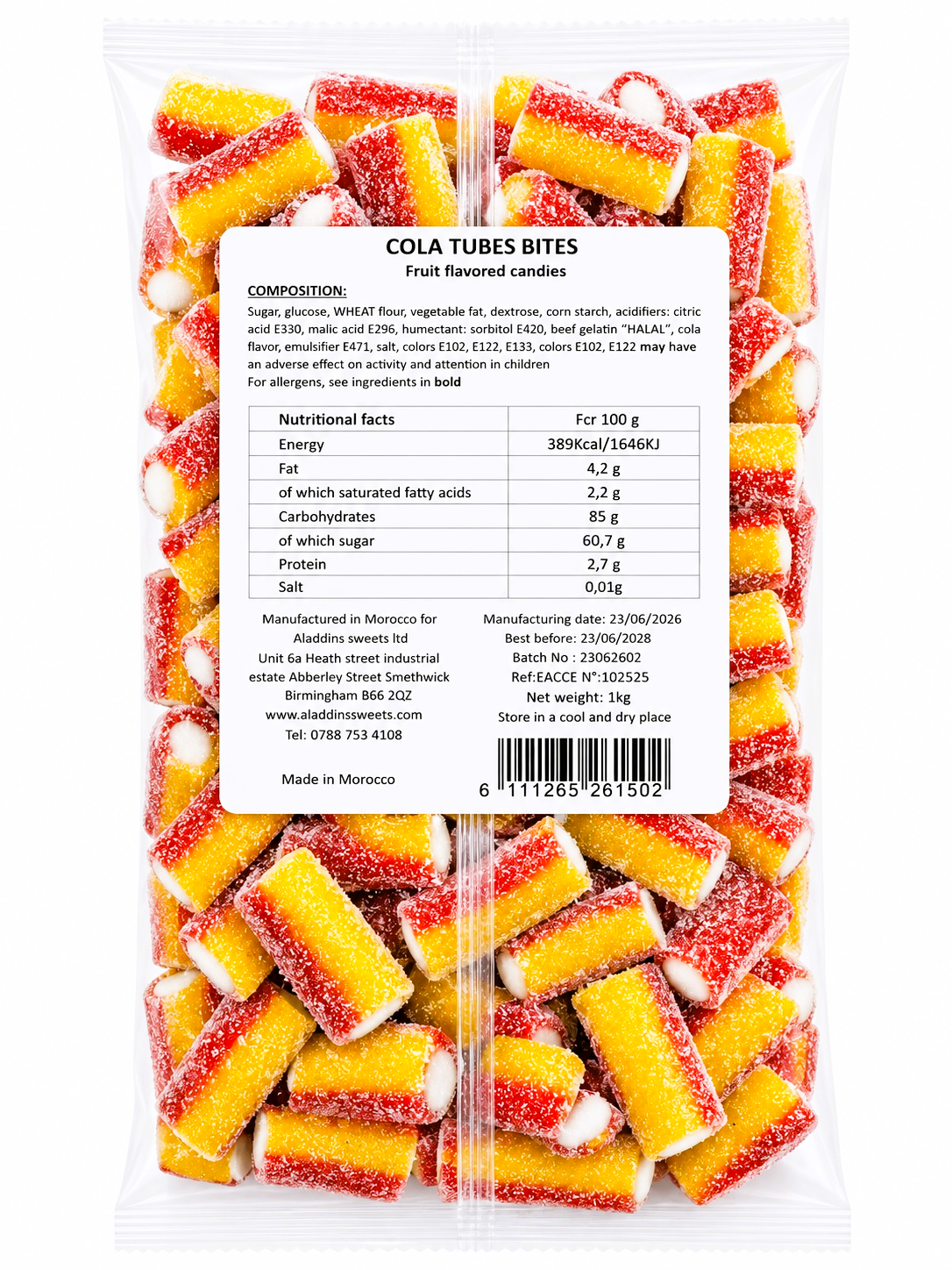 500g & 1kg Sour Cola Liquorice Pencil Tube Bites - Retro Halal Sweets - Kids Party Cones Gifts