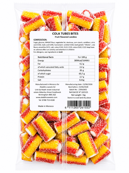 500g & 1kg Sour Cola Liquorice Pencil Tube Bites - Retro Halal Sweets - Kids Party Cones Gifts