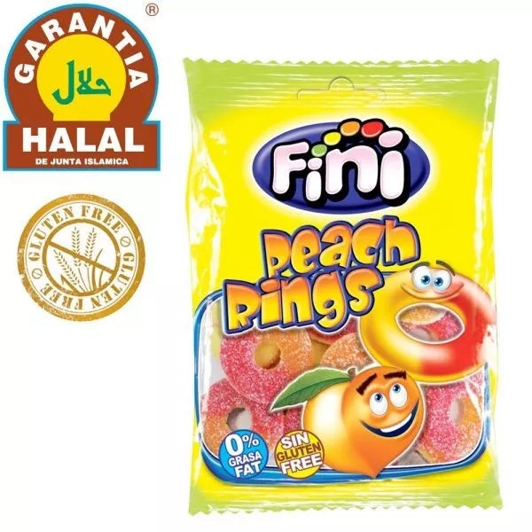 Pack of 12 Fini Halal Peach Rings Gluten-Free/Fat-Free