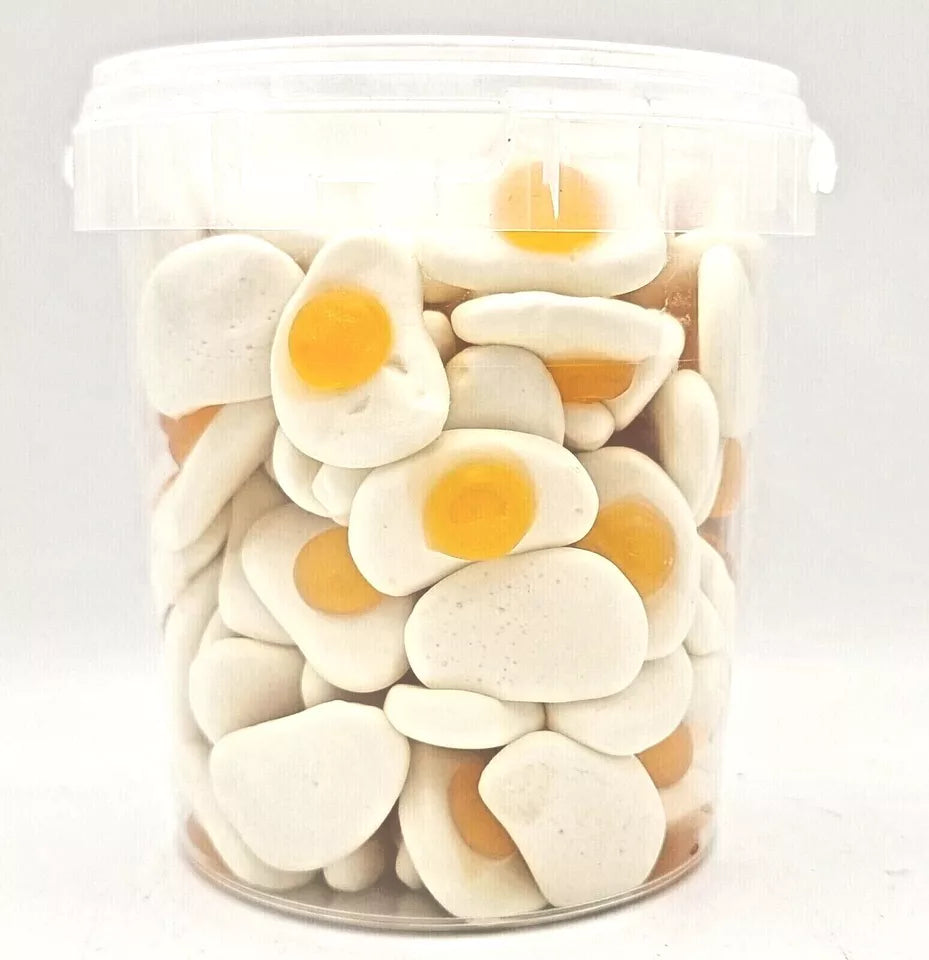 500g Fried Eggs Jellies, Halal Aladdins Sweets Tub