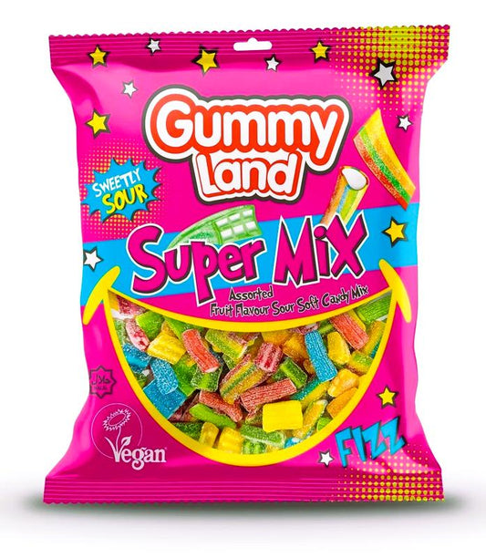 GUMMYLAND SUPER MIX ASSORTED SOUR SWEET SOFT CANDY 500G HALAL/VEGAN