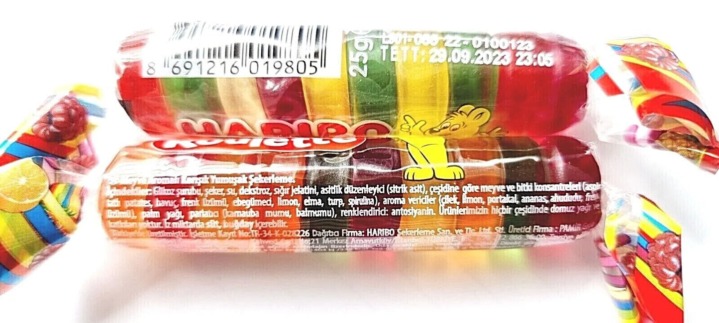 PACK OF 32 HALAL HARIBO ROULETTE FRUITY GUMMY CHEW SWEETS