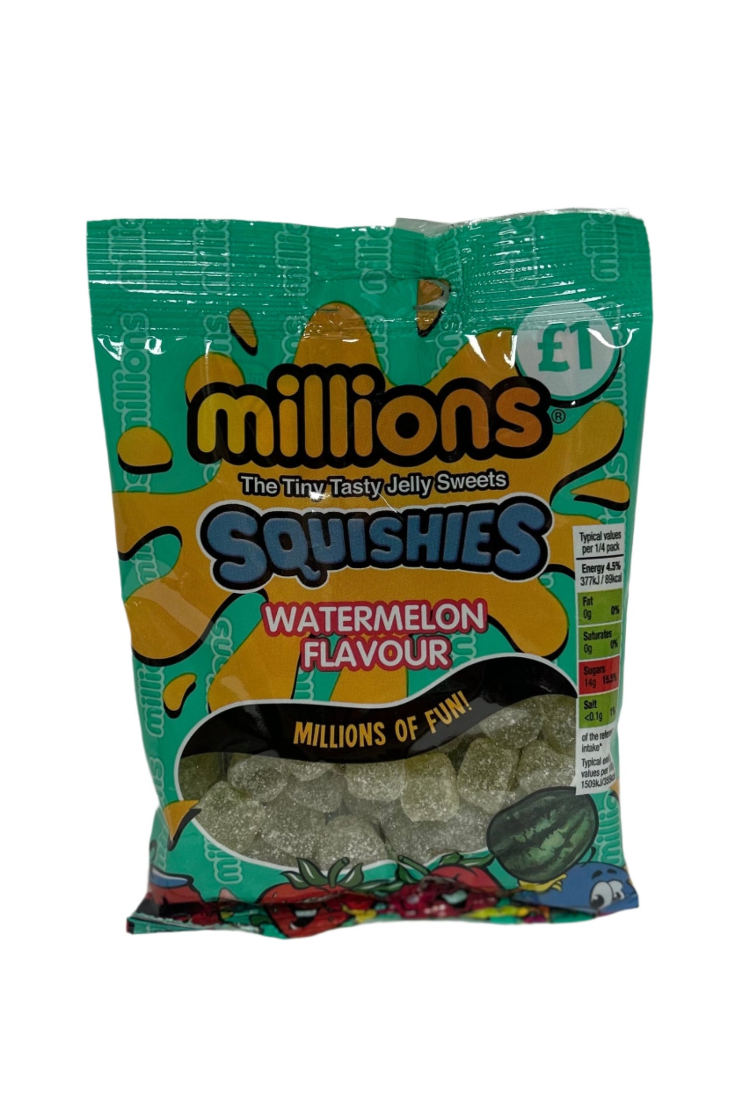 PACK OF 12 HALAL MILLIONS SQUISHIES WATERMELON FLAVOUR