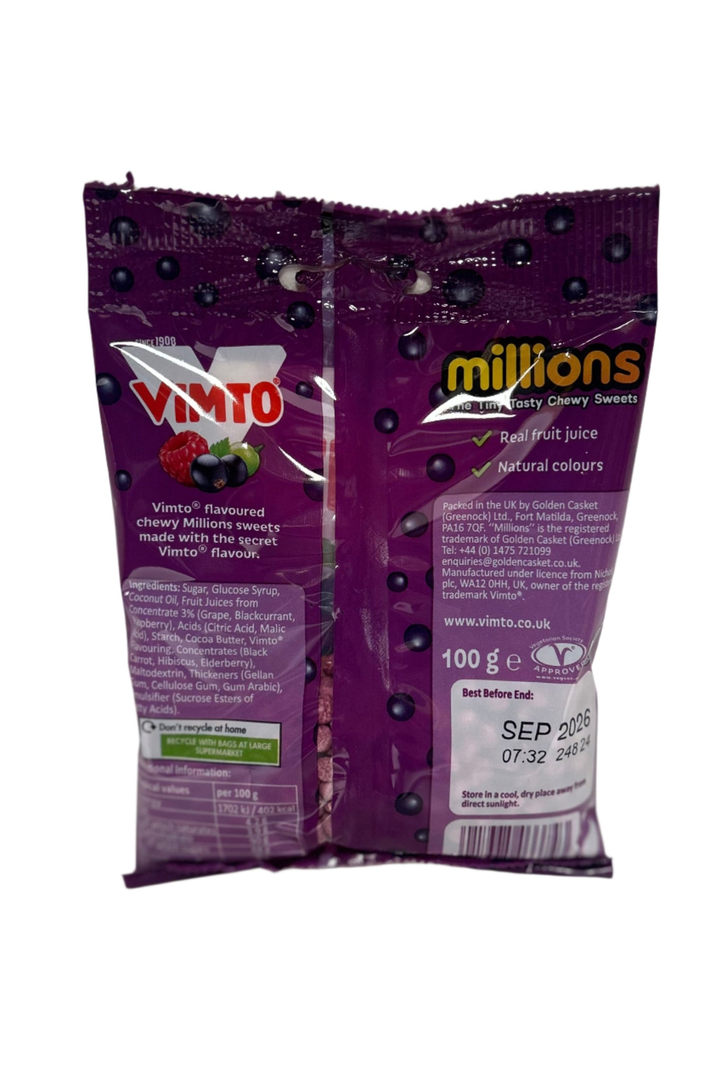 PACK OF 12 HALAL MILLIONS VIMTO THE TINY TASTY CHEWY SWEETS