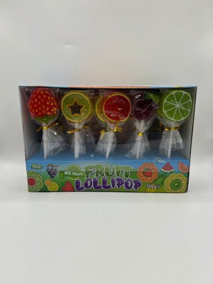 Pack of 30 Halal Fruit Lollipops - Mixed Fruit Shaped