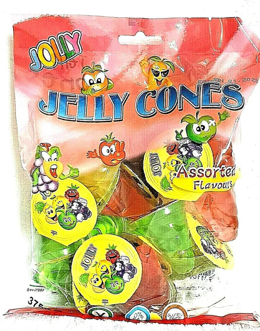 PACK OF 12 JOLLY JELLY CONES FRUIT JELLIES HALAL/FAT FREE