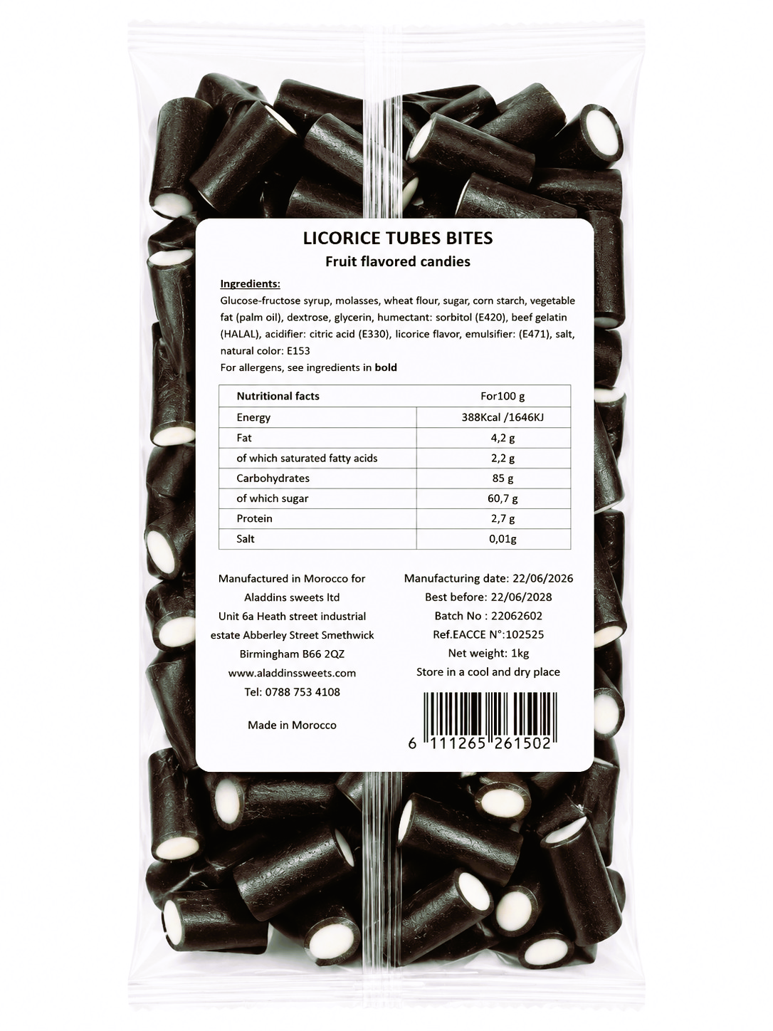 500g & 1kg Liquorice Pencil Tube Bites - Retro Halal Sweets - Kids Party Cones Gifts