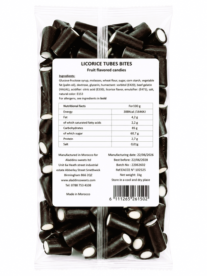 500g & 1kg Liquorice Pencil Tube Bites - Retro Halal Sweets - Kids Party Cones Gifts