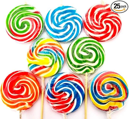 Pack of 25 Halal RonRon Lollipops Rainbow Swirly Lollies