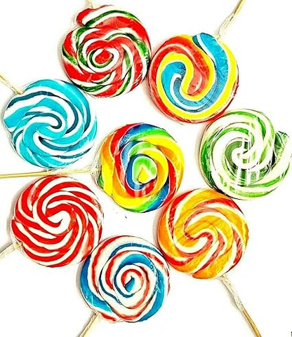 Pack of 25 Halal RonRon Lollipops Rainbow Swirly Lollies