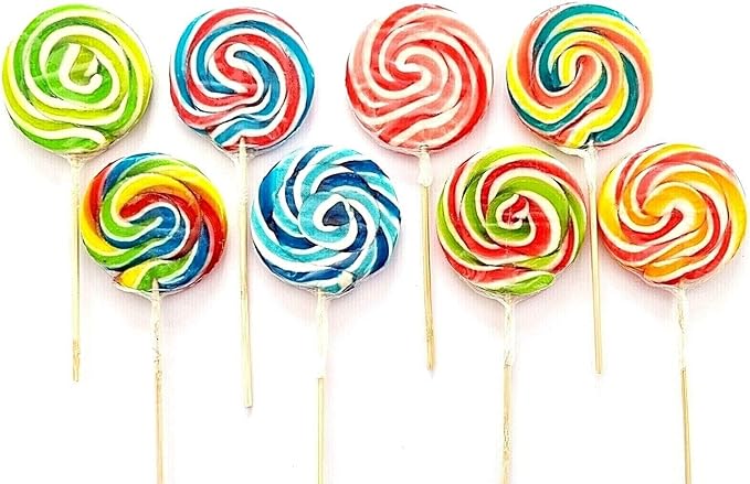 Pack of 50 Halal RonRon Lollipops Rainbow Swirly Lollies