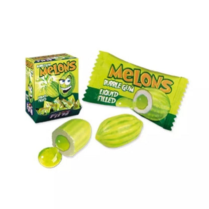 HALAL MELONS BUBBLEGUM LIQUID CENTRE 200 Pieces FINI CHEWING