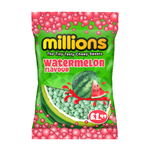 PACK OF 12 HALAL MILLION TINY TASTY SWEETS WATERMELON  FLAVOUR