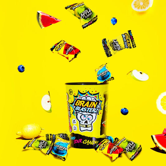 Pack of 12 Halal Brain Blasterz Super Sour Original Hard Candy