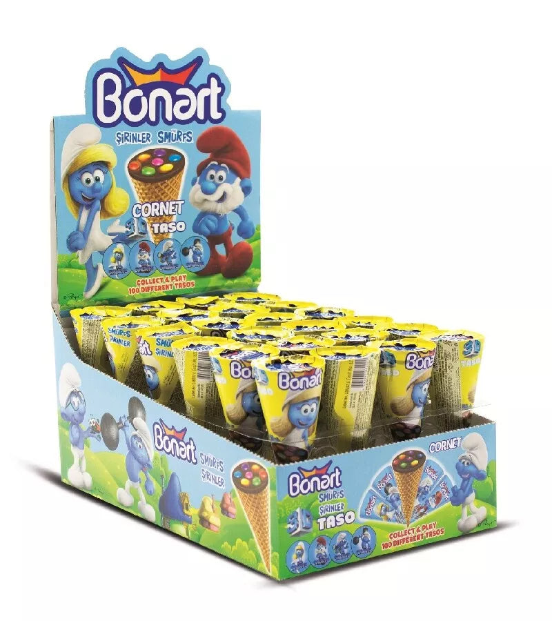 Pack Of 24 Bonart Smurf Cornet Wafer Cones Halal