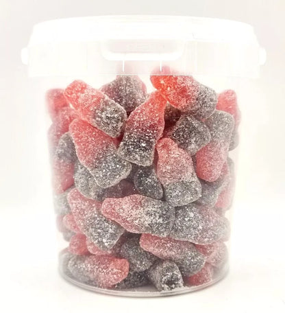 500g Sour Cherry Cola Bottles Jellies, Halal Aladdins Sweets Tub