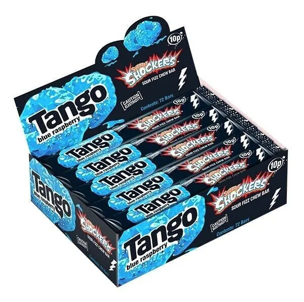 PACK OF 72 TANGO RASPBERRY SHOCKERS SOUR FIZZ CHEW BARS HALAL/VEGAN